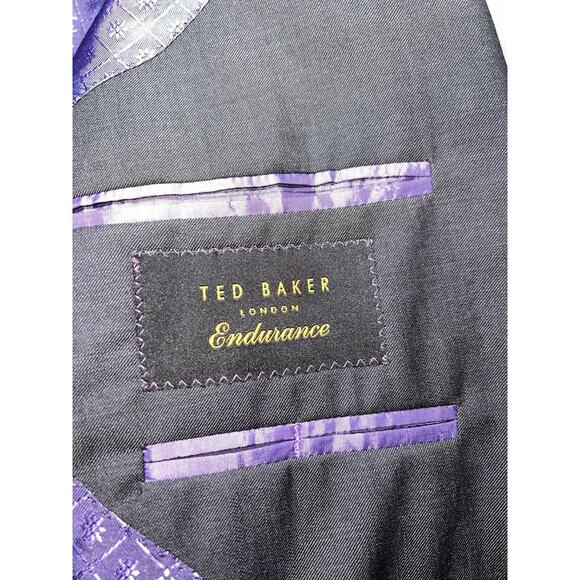 Ted Baker Endurance Blazer Size 44L Gray Jarrett 100% Wool Sportscoat Business - Picture 15 of 16